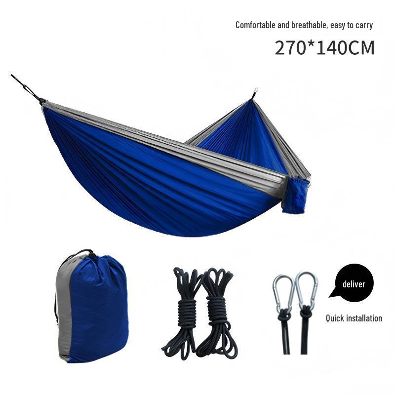 Nylon Parachute Cloth Hammock: Outdoor/Indoor, Color Block Design, Single/Double, Leisure Swing
