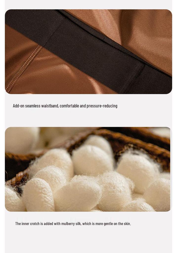 Seamless Quick-Dry Ice Silk Men's Antibacterial Boxer Briefs with Breathable Mulberry Silk Crotch