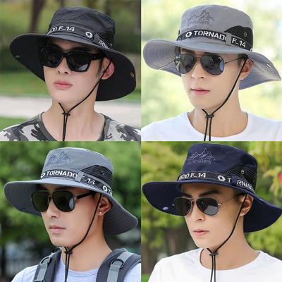 Wanderhut mit breiter Krempe aus Netzgewebe, Fedora, Fischerhut, Sonnenhut