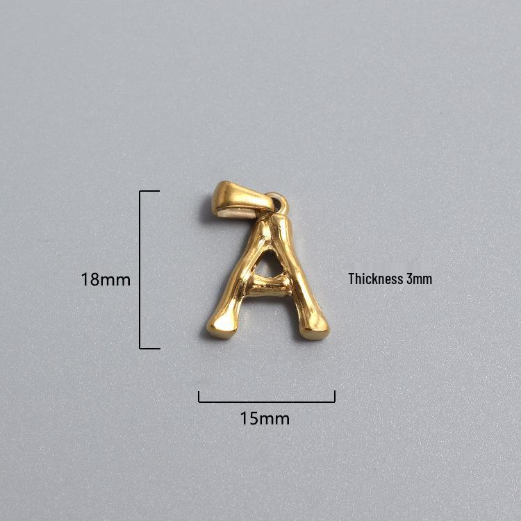 French Bamboo Joint Gold Letter Pendant Necklace - Retro Clavicle Chain Style for Women