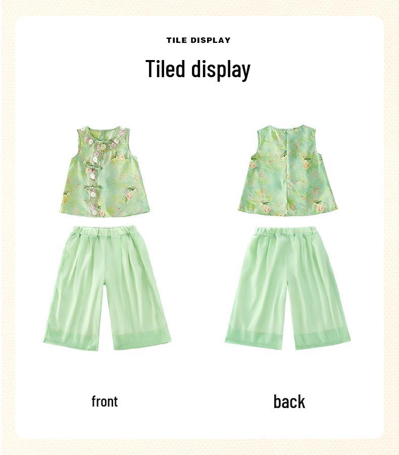 2026 Summer Chinese Style Hanfu Two-Piece Set for Baby Girls