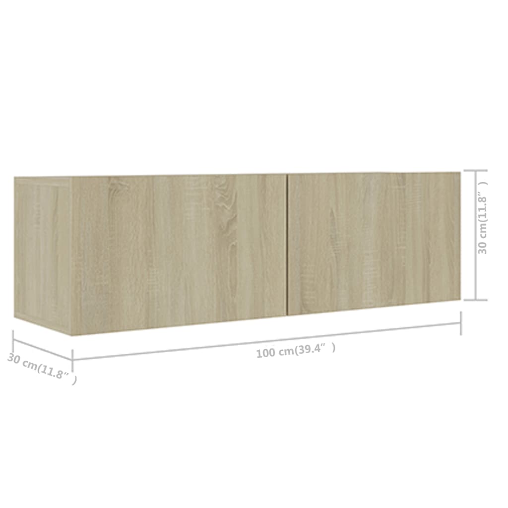 5 Piece TV Cabinet Set In Sonoma Oak Effect Engineered Wood