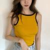 Летняя новая корейская версия шикарного стиля сексуальная спинка без рукавов цветной контрастный край короткий жилет без рукавов футболка топ женский