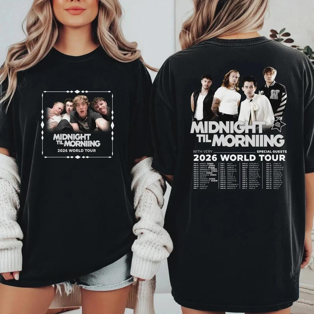 Mitternacht bis Morgen Tour 2026 Beidseitig bedrucktes Unisex-T-Shirt