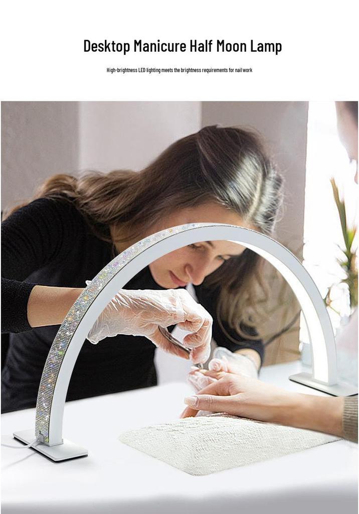 Half-Moon Adjustable Multi-Color Desktop Lamp for Eye Protection, Nail Art, Rhinestones, Beauty, Tattooing, and Eyelash Extensions.