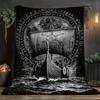 Viking Ship Flannel Throw Blanket, Norse Runic Design for Sofa Bed, Fantasy Portable Camping Decor, All Season Soft Warm Gift