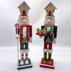 Holiday Nutcrackers Figure Colorful Wood Soldier Puppet with Cookie Family and House Hat Christmas Decorative Ornament