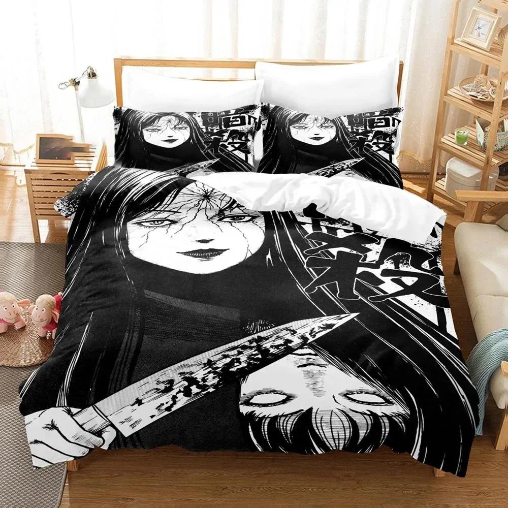 3D Printed Junji Ito Manga Beding Set Printed Bed Linen Set With Pilowcase Bed Soft Duvet Cover Soft Single Double Quen Super King-Sized Dimensionsd