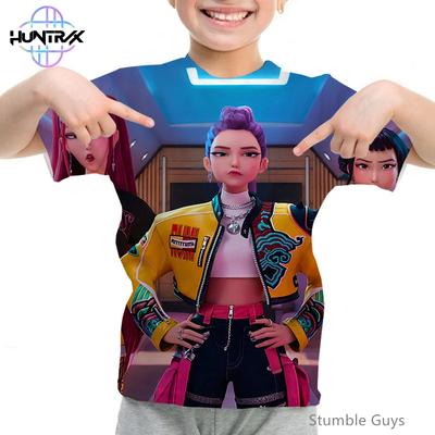 Casual Fashion Kpop Demon Hunters Kids 3D Cartton Short Sleeve Summer Boys Girls T-Shirt Anime Clothes