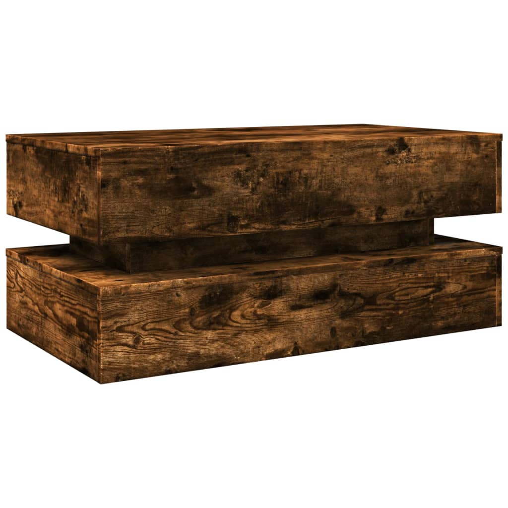 Tavolino da Caffè con Illuminazione LED, Rovere Fumé, 90X50X40 Cm