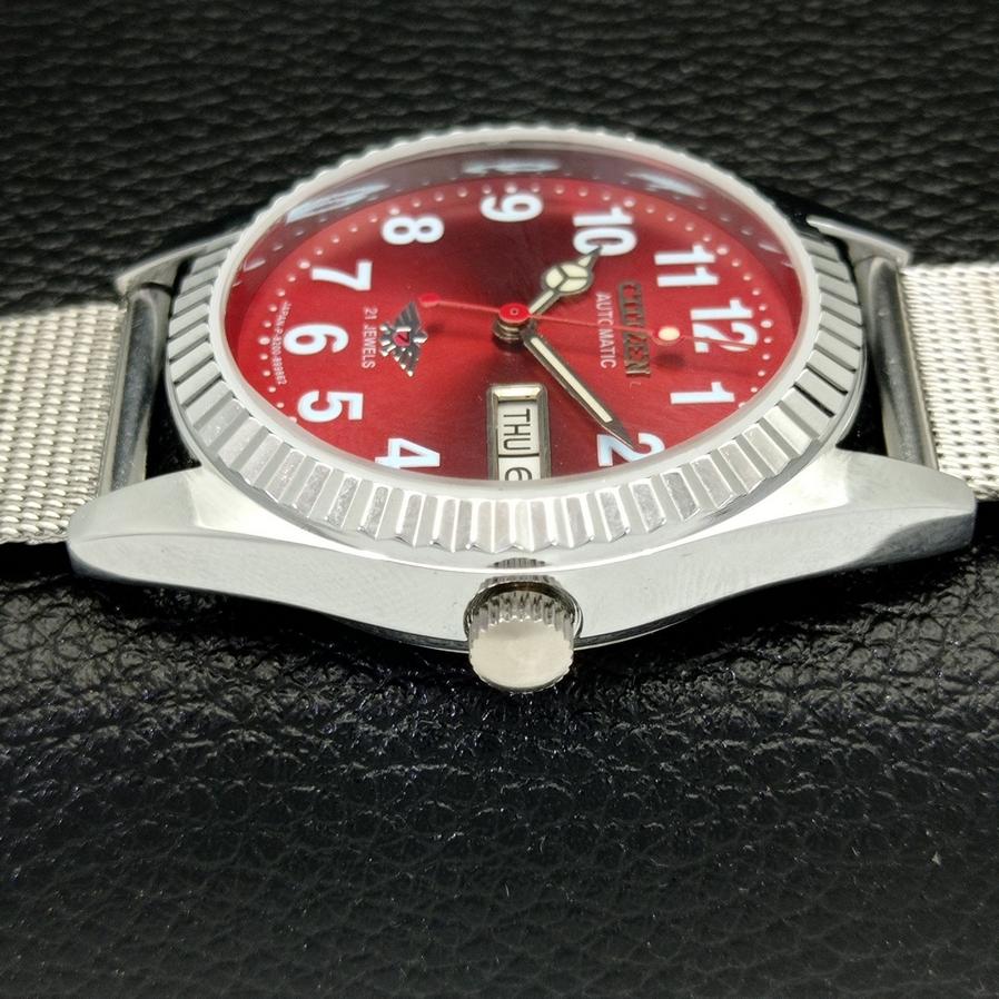 AUTHENTIC REFURBISHED CITIZEN AUTOMATIC 8200 JAPAN RED DIAL WATCH A426135-2 RL-a426135