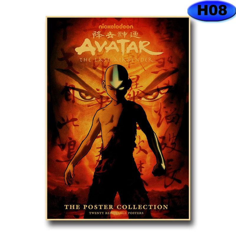 Dekorace pokoje Avatar Poslední Airbender Plakát Vintage Kraft Anime Papír Plakáty a obrázky Nástěnné umění Domácí Bar Kavárna Decor