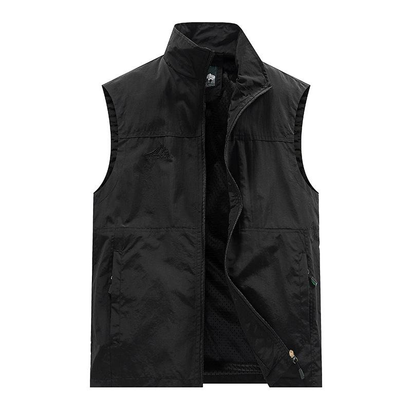 

Весенне-осенний новый жилет мужской земляной уличный повседневный жакет 7XL чёрный