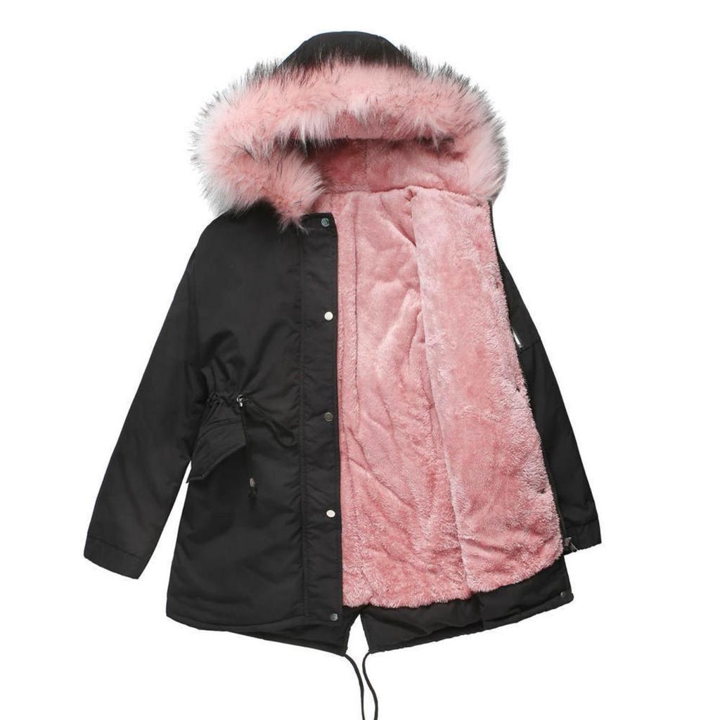 Cappotto Parker con Collo Cappuccio Cotone Cappotto con Cerniera Lunghezza Media Inverno Caldo e Soffice Cappotto con Giacca di Cotone