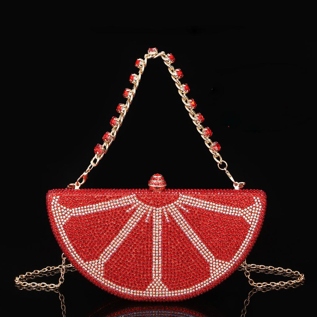 WHTUOHENG Watermelon Crystal Rhinestone Handbag Luxury Designer Wedding Party Ladies Clutch Bag Diamond Bridal Evening Purse