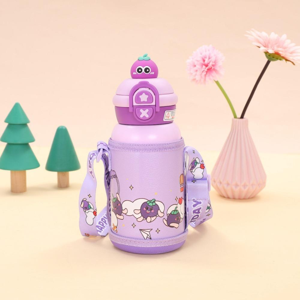 

Кружка с крышкой-поп-ап, 500 мл, термобутылка для воды, герметичная вакуумная кружка, посуда для напитков фиолетовый