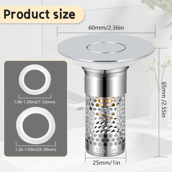 Universal Anti-Clog Bounce Filter Drain Stopper for Wash Basins