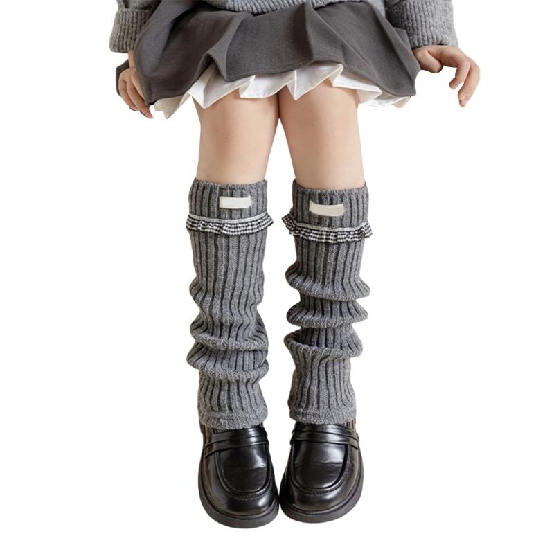 Elastic Sweet Style Leg Sleeves Warm Calf Length Socks For Girls Ruffled Design Fashionable Winter Accessories