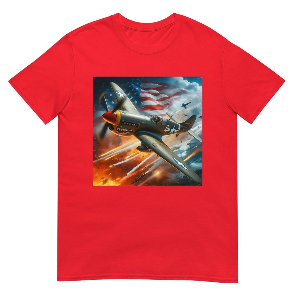 P40 Warhawk North American Aviation Ww2 P40 Us Flag Tshirt S
