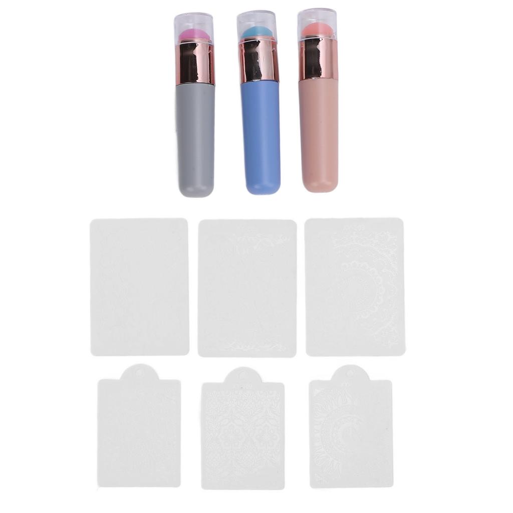 Silicone Brush for Ombre Nail Art Portable Chrome Applicator Chrome Nail Powder Applicator Stamping Plates for Nail