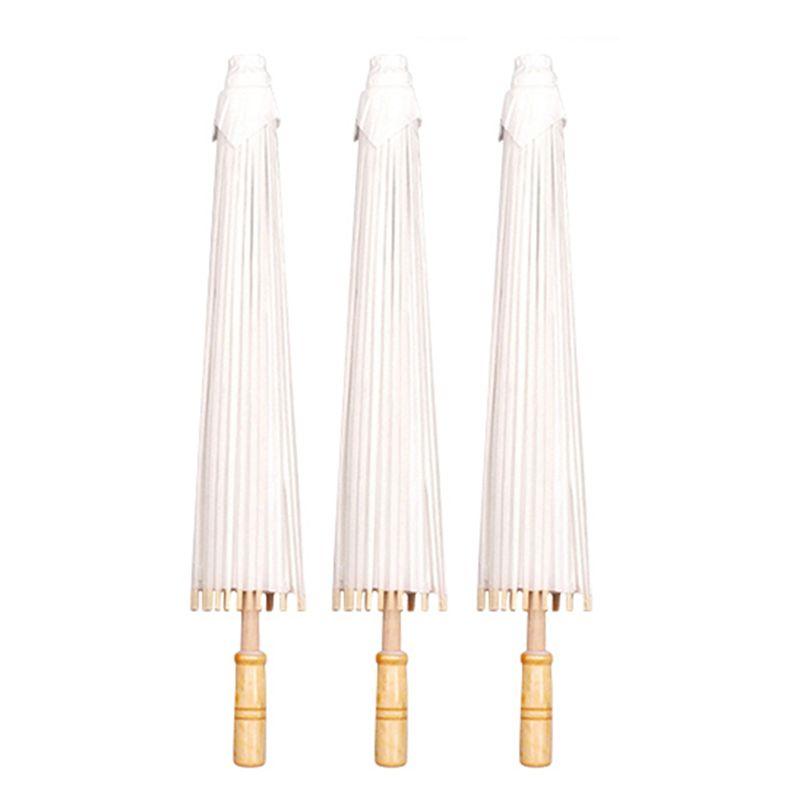 A84X-60Cm White Paper Parasol Wedding, Party Favors DIY Bamboo Umbrella, Bridal Show Centerpieces, Photo Props