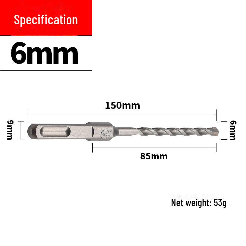 

Ударне свердло для свердління бетонних і цементних стін з круглою і квадратною рукоятками, двома ямками і двома канавками.