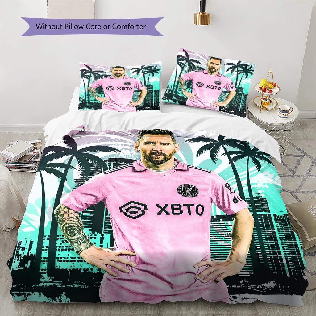 Messi Pattern Bedding Home Decoration Birthday Gift (1 * duvet cover + 2 * pillowcase, without core)