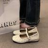 [Yushilai] Retro Gypsy Ballet Shoes Women's Summer New One-word Buckle Belt Shallow Mouth Mary Jane Shoes