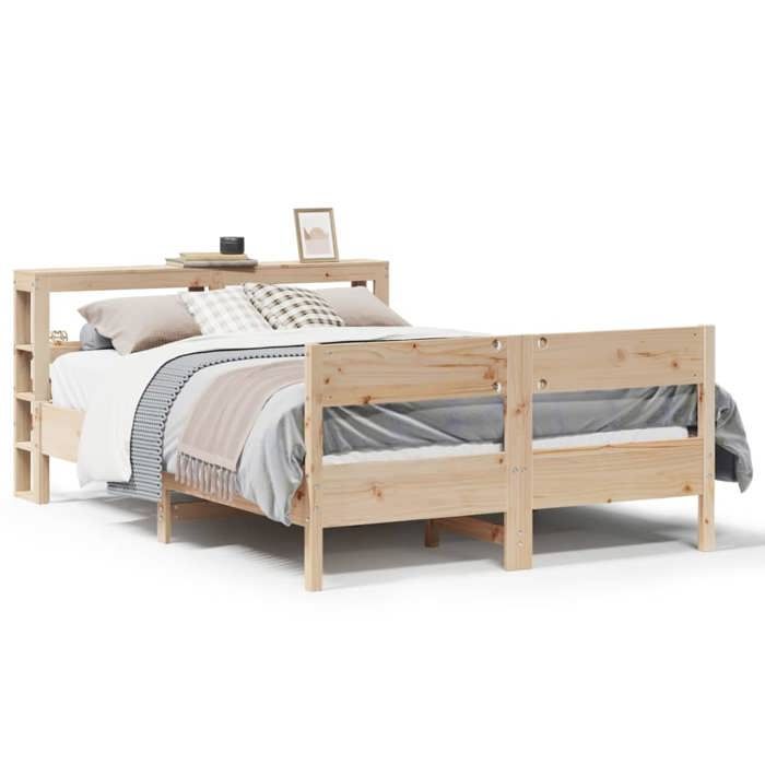 VidaXL Bed Frame with Headboard 120x190 Cm Solid Pine Wood, Bed, Bedroom Furniture, Wooden Bed, Bed 3306204