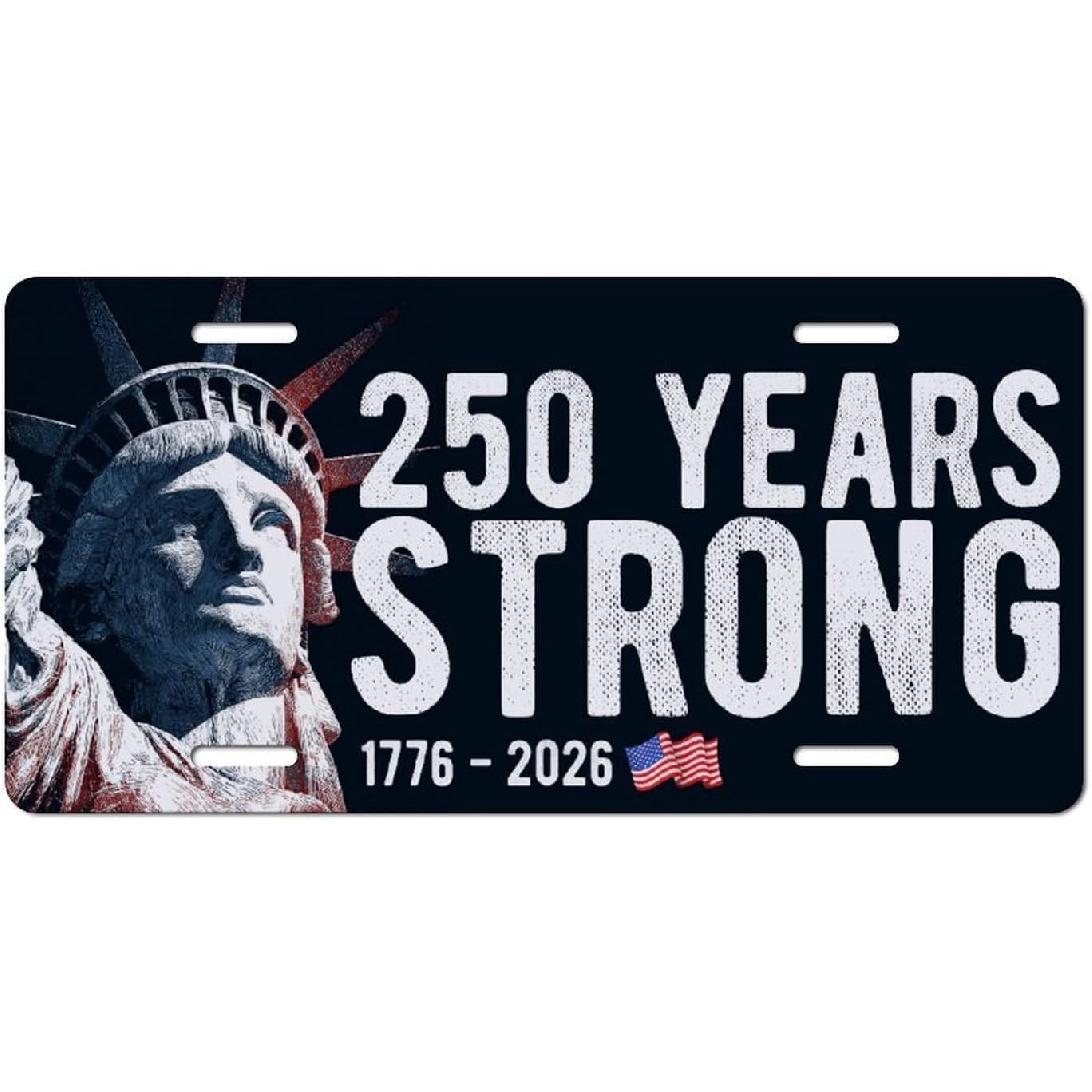 God Bless America License Plate – American Flag with Bald Eagle Patriotic Front Plate for Car, Truck, SUV – Durable Aluminum USA Auto Accessory 1776-2026 250 Years Stron