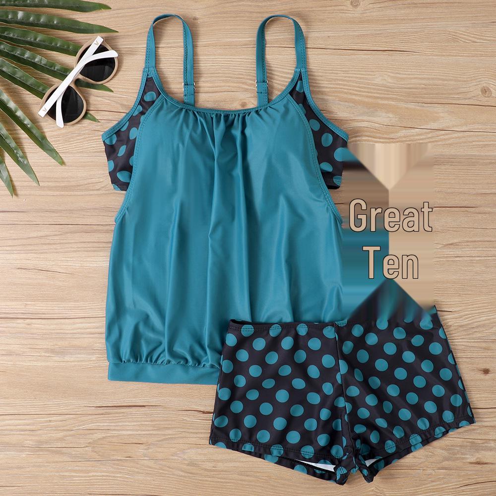 2025 Plus Size Polka Dot Tankini: European and American Women's Two-Piece Swimsuit
