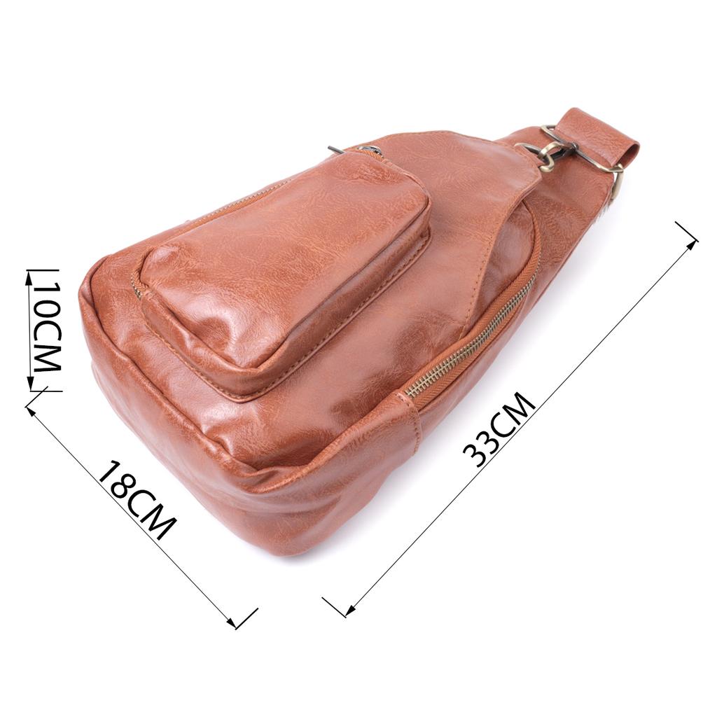 Damska torba z ekoskóry z akcentem na tekstylny pasek VINTAGE Bag 22773 Rudy