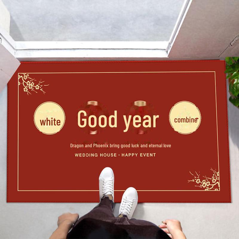 Kırmızı Düğün Kapı Paspasları - Yeni Evlilerin Dekorasyonu İçin Şık Giriş Halısı