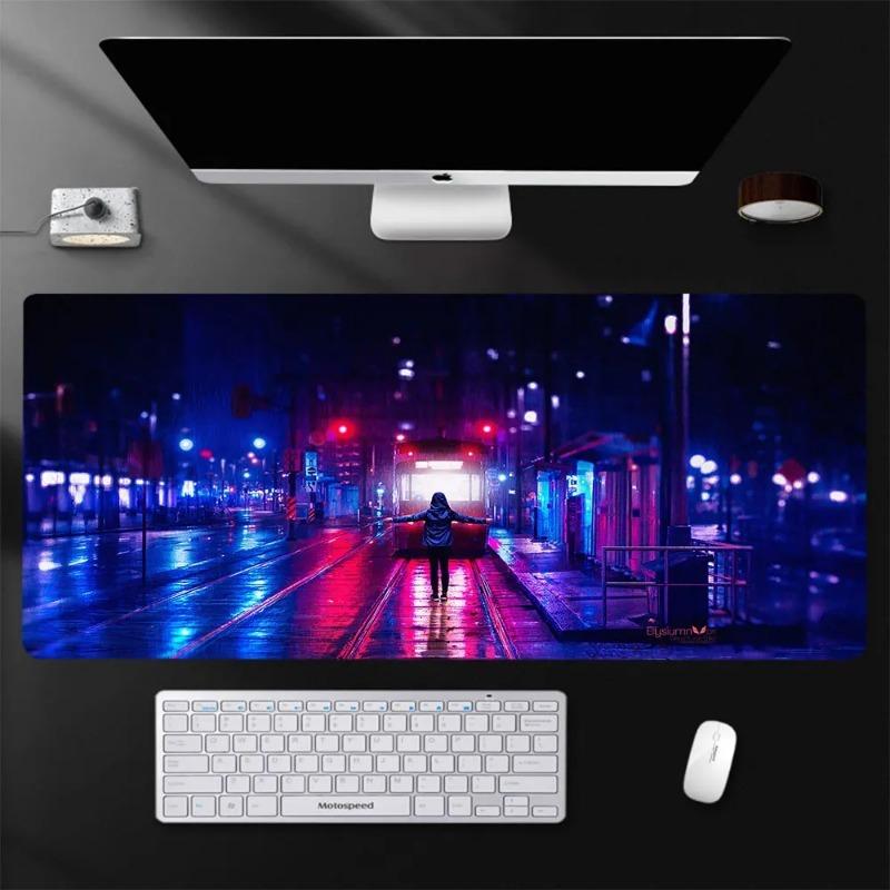 Cyberpunk Gaming Mouse Pad Anime Xxl Mouse Pad Neon City Signs Desk Mat Gamer Large Mousepad Keyboard Mat Laptop Computer Carpet