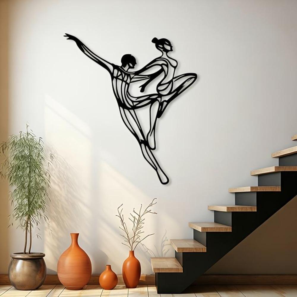 1pc Elegant Dancing Couple Metal Wall Art Sculpture, Iron Male Female Figures for Living Room Balcony Decor, Christmas Valentine Wedding New Year Gift