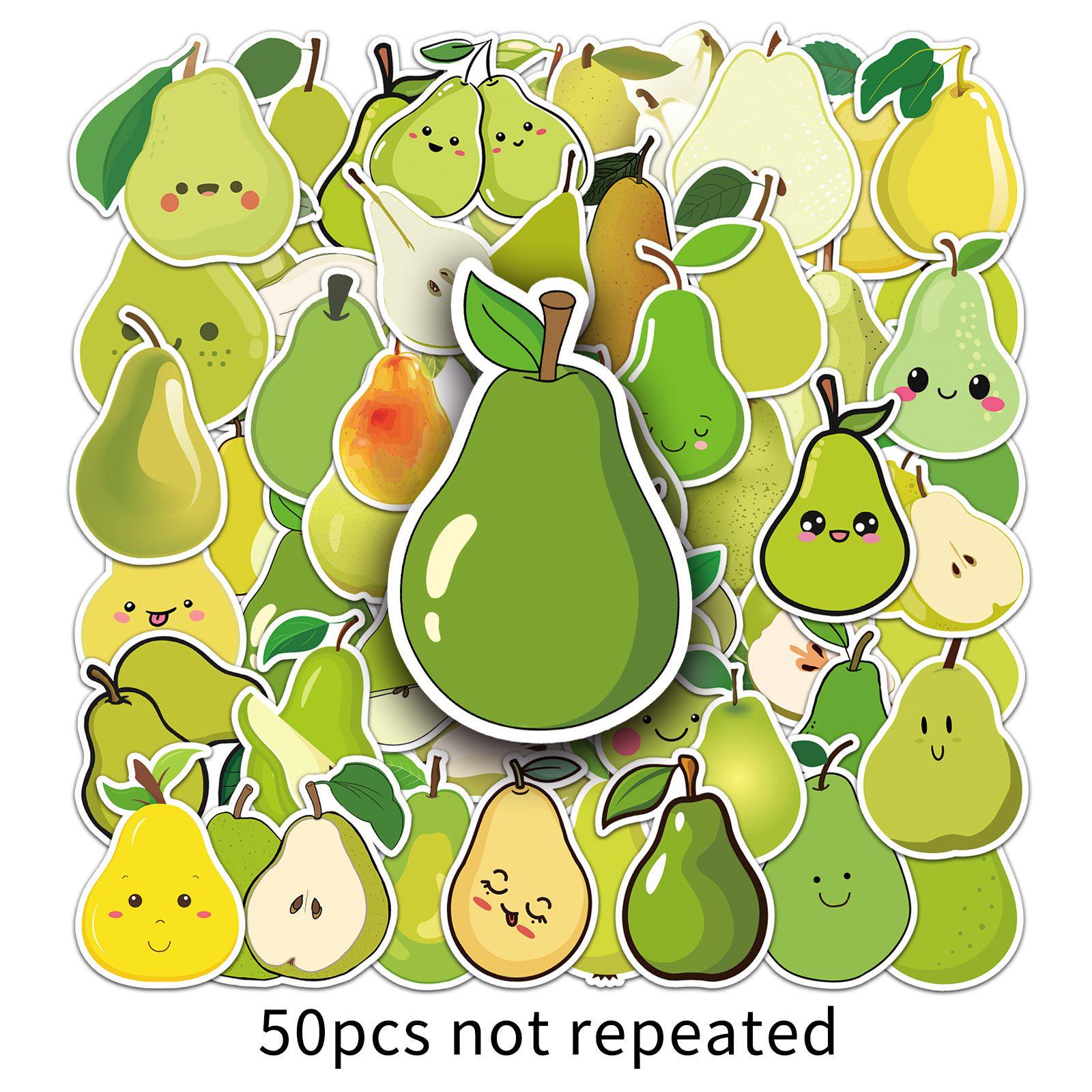 

50 Pear Stickers - Cartoon Fruit, Cute & Waterproof for DIY Decoration, Notebooks, Phone Cases & Planners