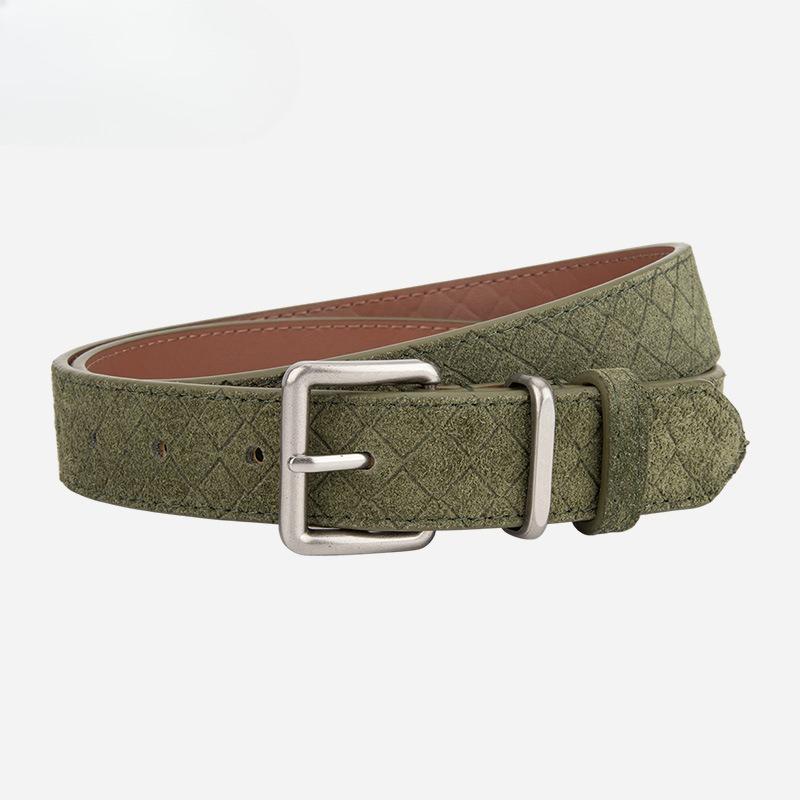

New Genuine Leather Frosted Sued Diamond Versatile Women s Belt Small Fragrant Style Casual Jeans Belt Retro Belt 105cm