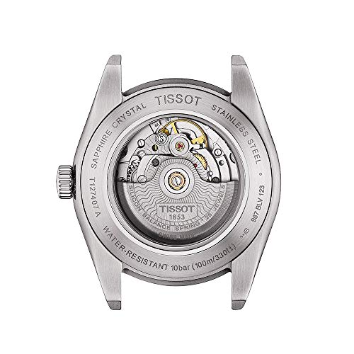 TISSOT Gentleman Automatic Powermatic 80 Silicone Watch with Leather Strap, Officially Imported, Men's, Black Dial, Model T1274071605101