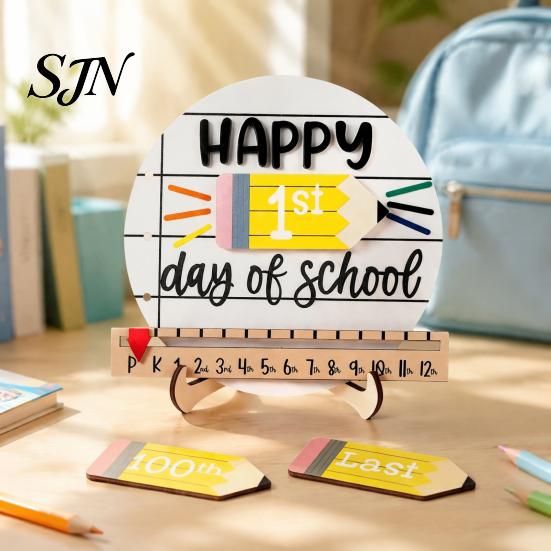 Educational Writing Board for Children First Day of School Chalkboard Sign, Reusable Wooden Milestone Board, Preschool Sign Back to
