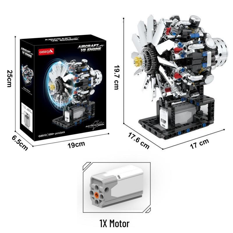 Cross-Border V8 Engine Building Blocks: Electric Mechanical Model for Educational Assembly