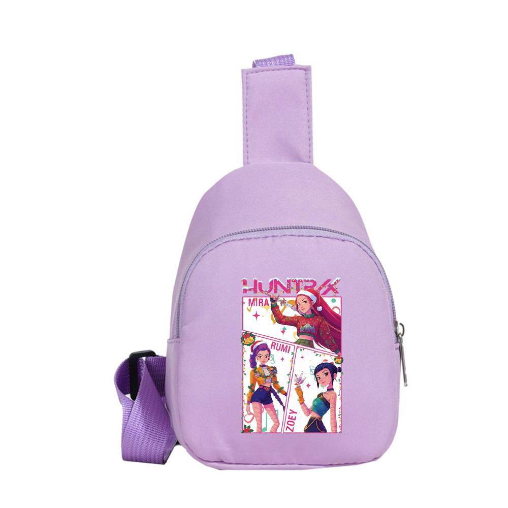 Christmas K-pop Demon Hunters Printed Kawaii Chest Pack for Boy Girl Anime Cartoon Shoulder Bag Students Portable Crossbody Pouch Chest Bag Kid Gift