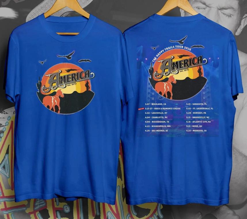 America The Band The Happy Trails Tour 2026 Royal Color Full Size Shirt Unisex T-Shirt
