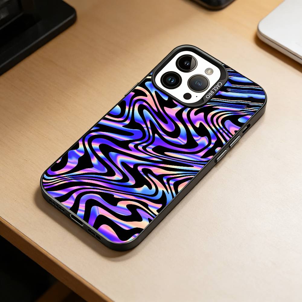 

Liquid Swirl Pattern Phone Case For iPhone 17,16,15,14,13,12,11 Plus,Pro Max,XS,Colorful Silver Black Cover iPhone17air