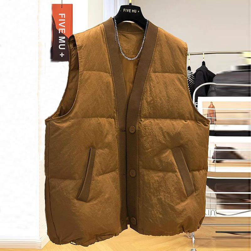 

Жилет женский зимний утолщенный без рукавов топ жилет оверсайз свободный однотонный теплый повседневный V-образный вырез XXXXL