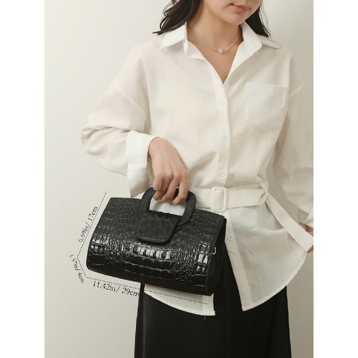 Повседневная Личность Универсальная Мода Трансграничная Горячая Распродажа Женская Сумка Большая Вместимость Женская Сумка с Текстурой Крокодила Сумка через Плечо чёрный