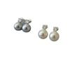 Elegant Princess Style Cubic Zirconia and Imitation Pearl 925 Silver Stud Earrings