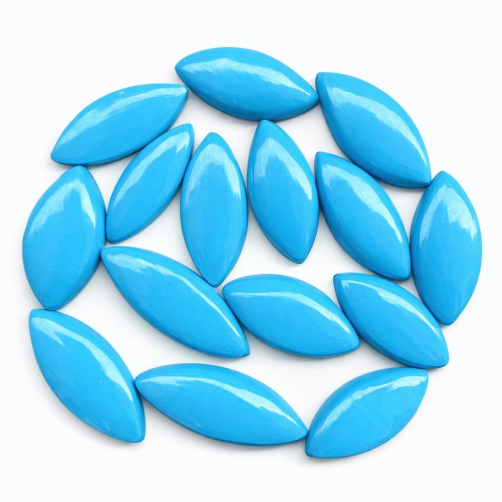 Turquoise Gemstone Marquise Cabochon Lot, Handmade Polished Turquoise Stones, Jewelry Making Cabochons