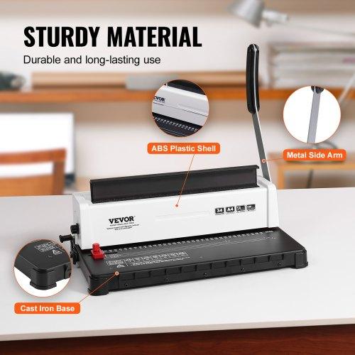 VEVOR Coil Spiral Binding Machine, Manual Book Maker 34-Holes Binding 120 Sheets, Punch Binder Adjustable 4.76 mm - 14.29 mm Coil Binding Spines