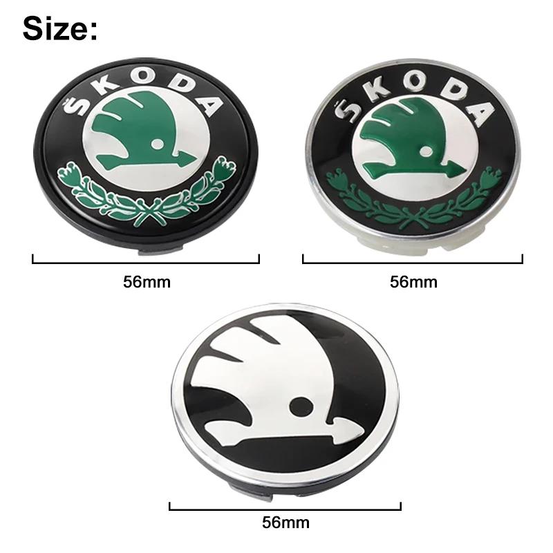4Pcs 56mm Car Wheel Center Caps Hub Cap Covers Emblem Styling For Skoda Octavia Kodiaq Fabia Rapid Superb A5 A7 2 Kamiq Karoq