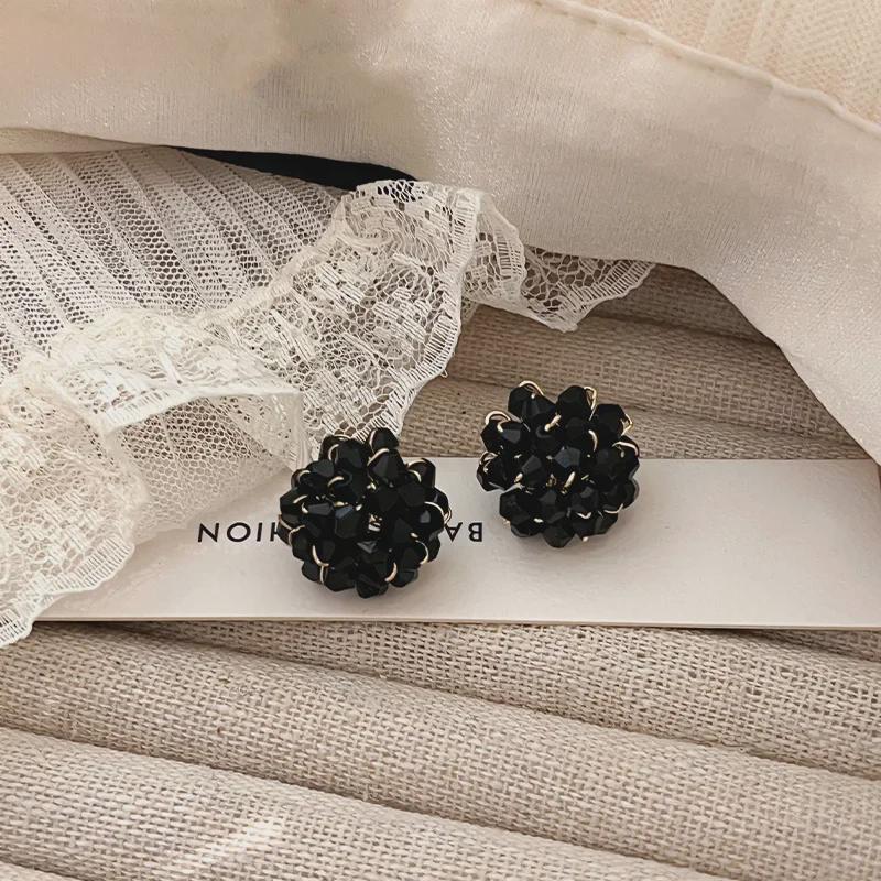 2023 Handmade Obsidian Crystal Flower Beaded Earrings for Women